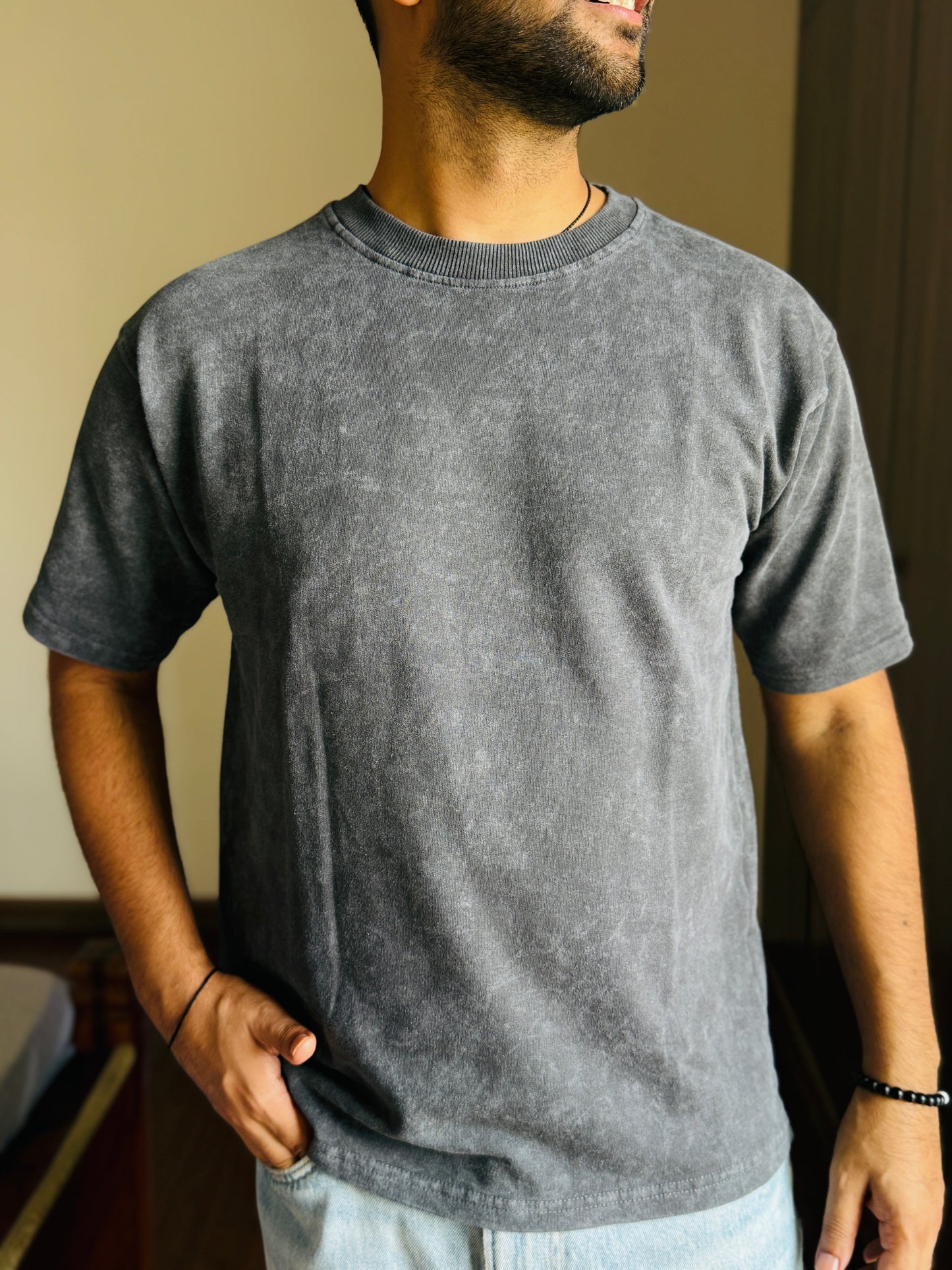 Acid Wash Oversized Fit Gray T-Shirt