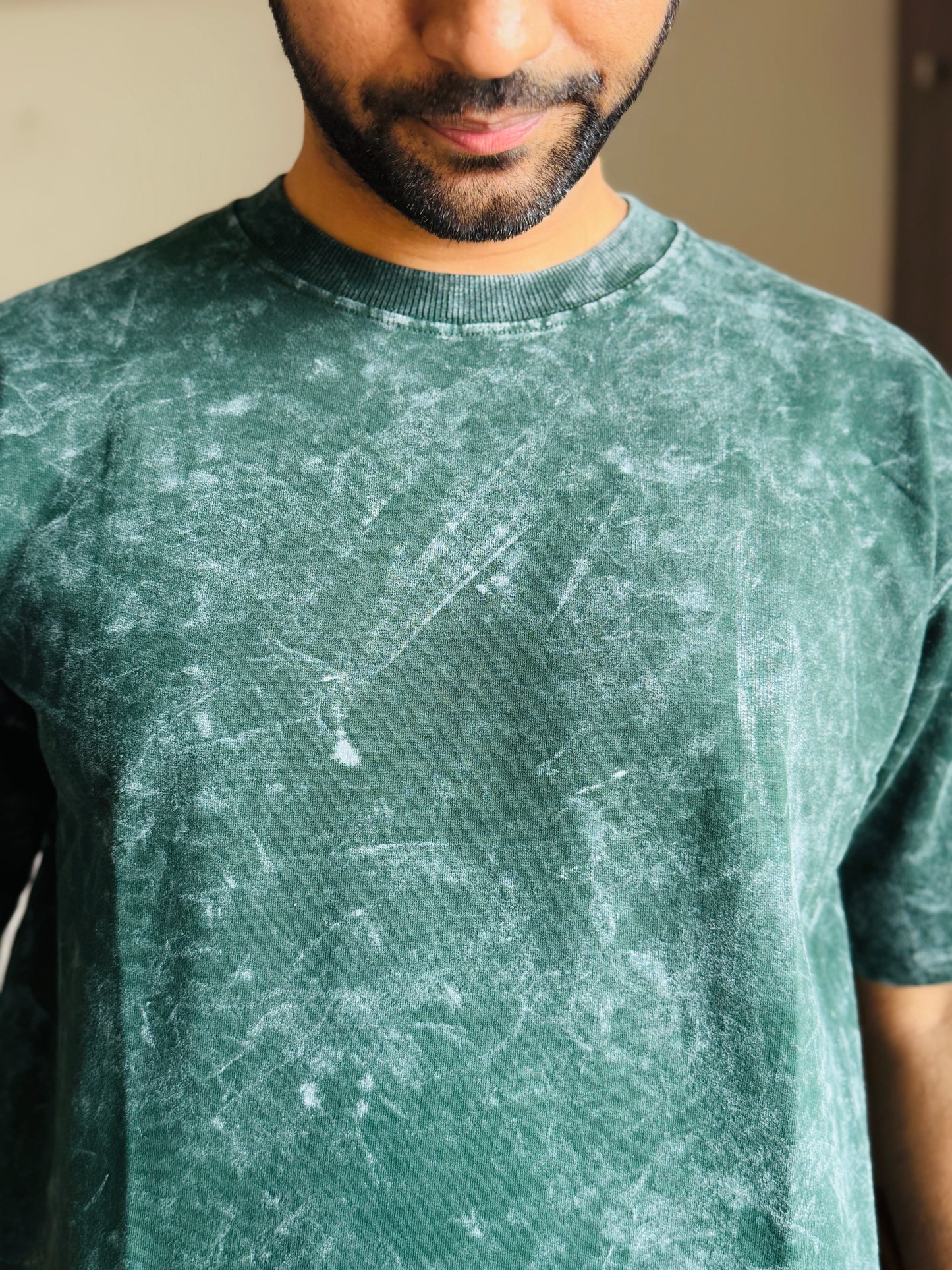 Acid Wash Oversized Fit Green T-Shirt