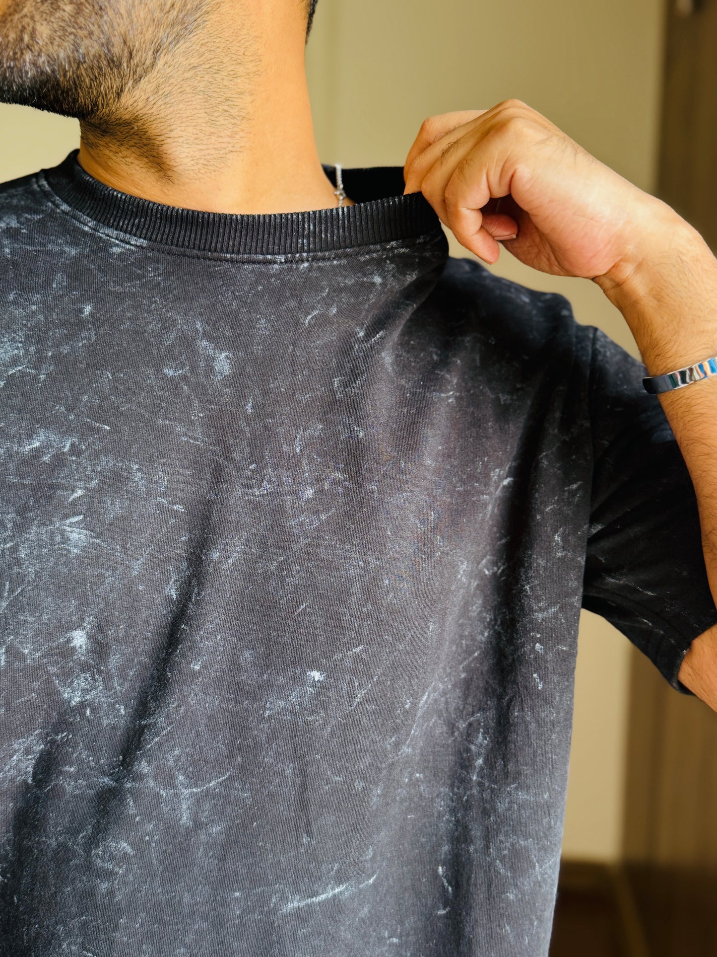 Acid Wash Oversized Fit Black T-Shirt