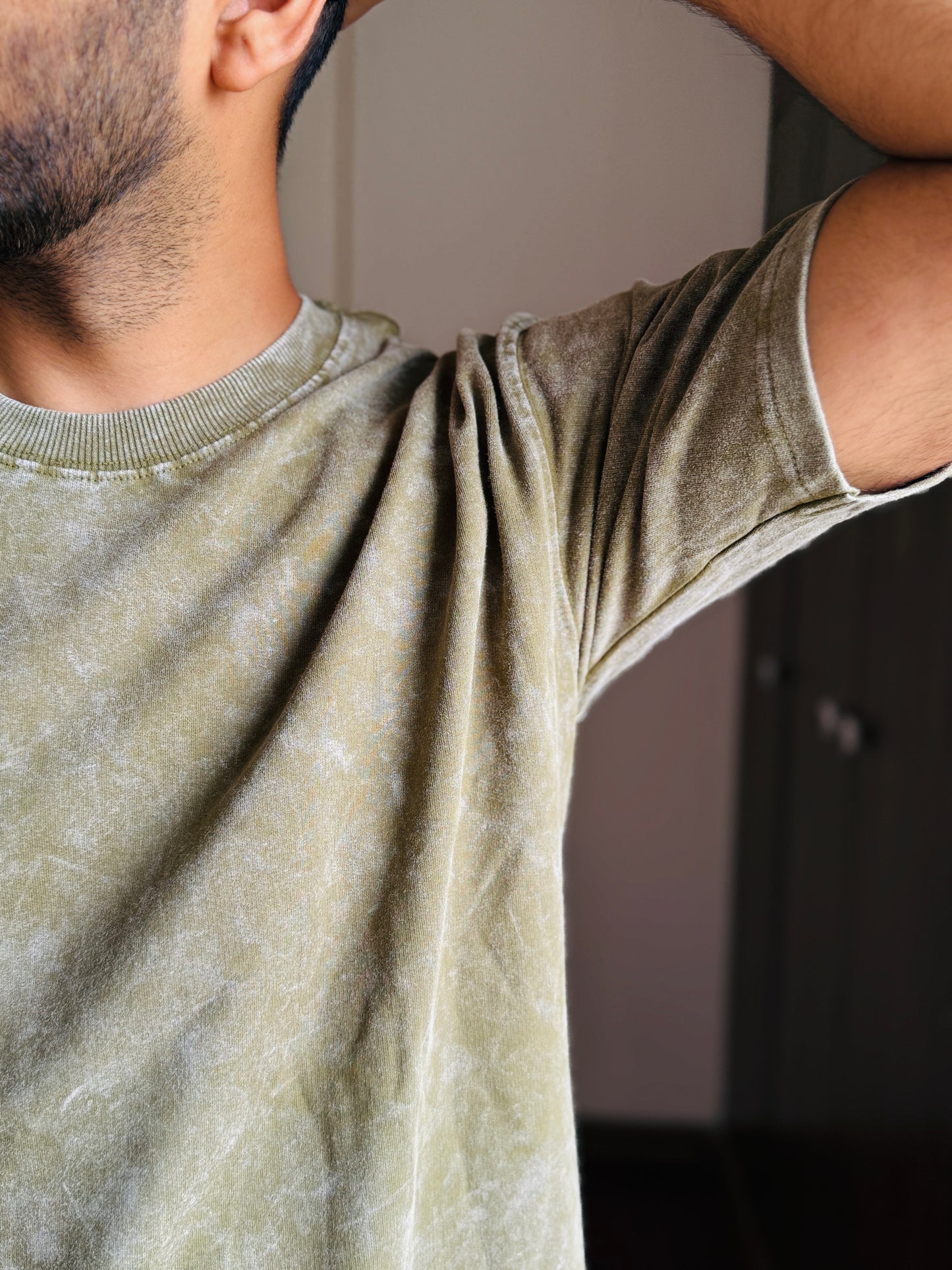 Acid Wash Oversized Fit Olive Green T-Shirt