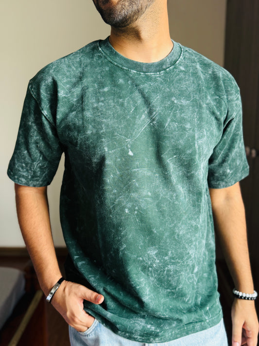 Acid Wash Oversized Fit Green T-Shirt