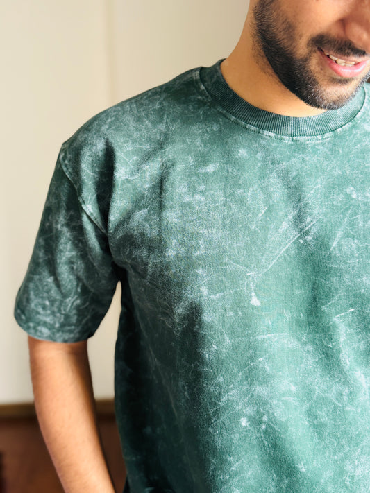 Acid Wash Oversized Fit Green T-Shirt