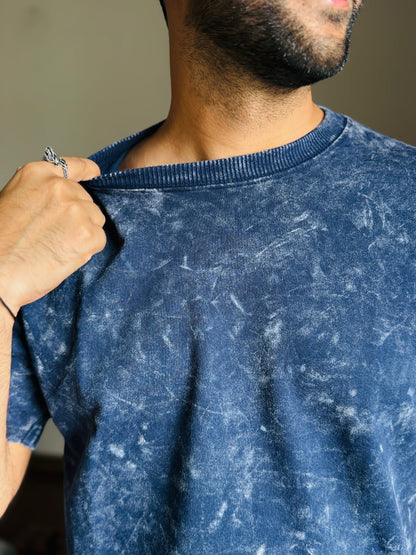Acid Wash Oversized Fit Blue T-Shirt