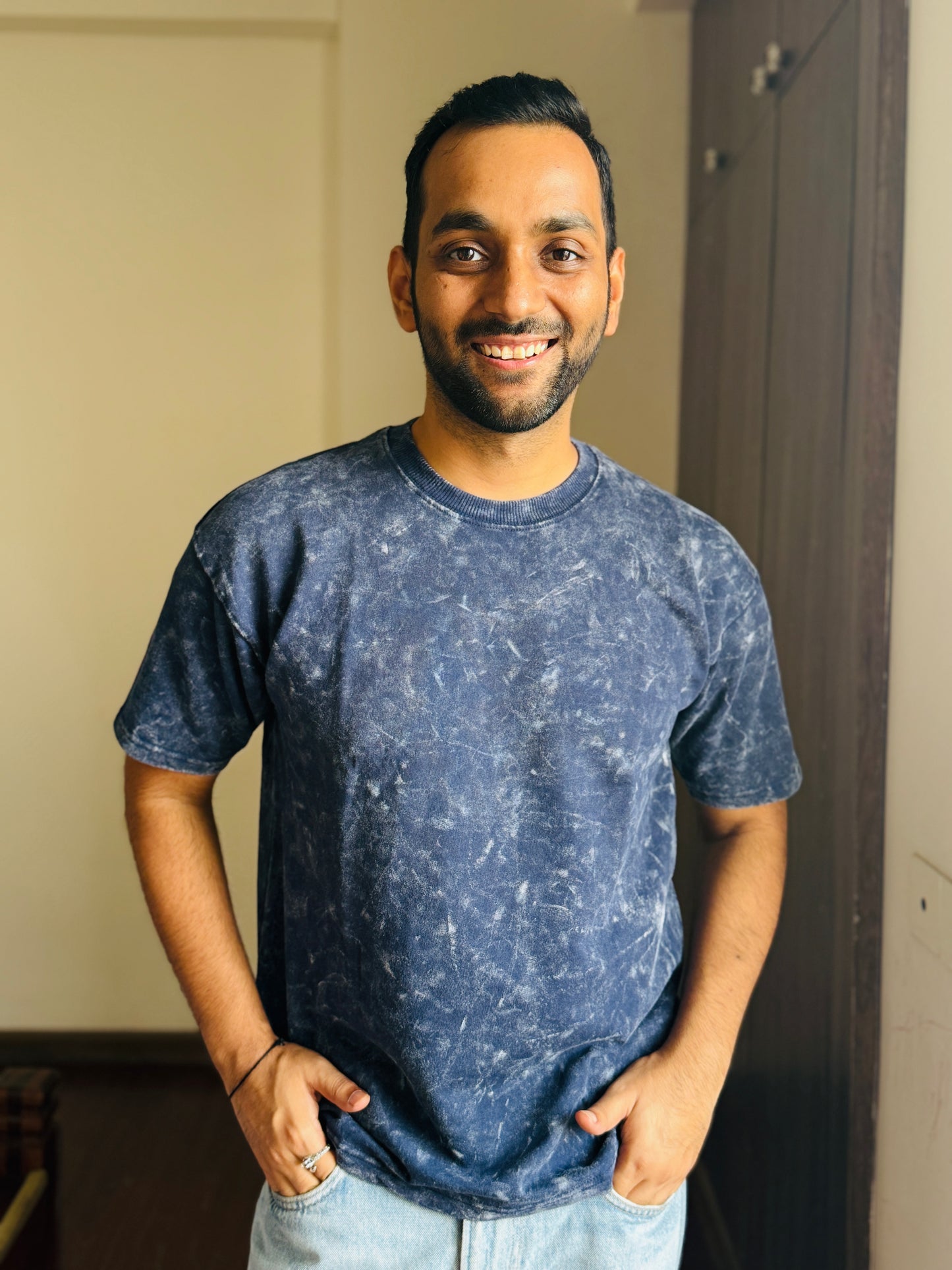 Acid Wash Oversized Fit Blue T-Shirt