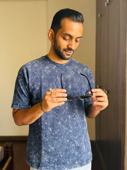 Acid Wash Oversized Fit Blue T-Shirt