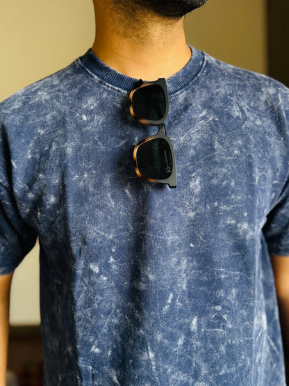 Acid Wash Oversized Fit Blue T-Shirt