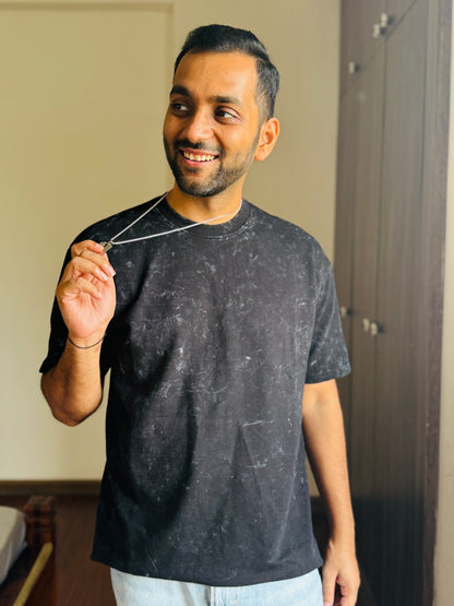Acid Wash Oversized Fit Black T-Shirt