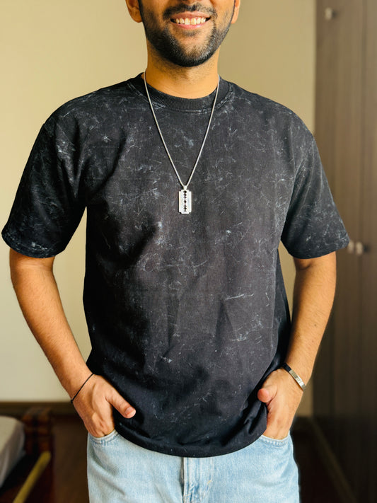 Acid Wash Oversized Fit Black T-Shirt