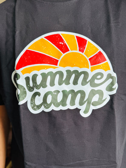 Oversized Fit Black Summer Camp Print T-Shirt